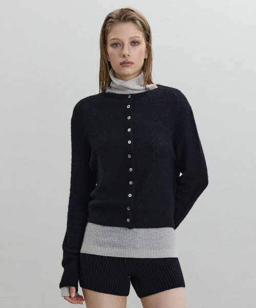 Alpaca Two-Way Cardigan [BLACK]