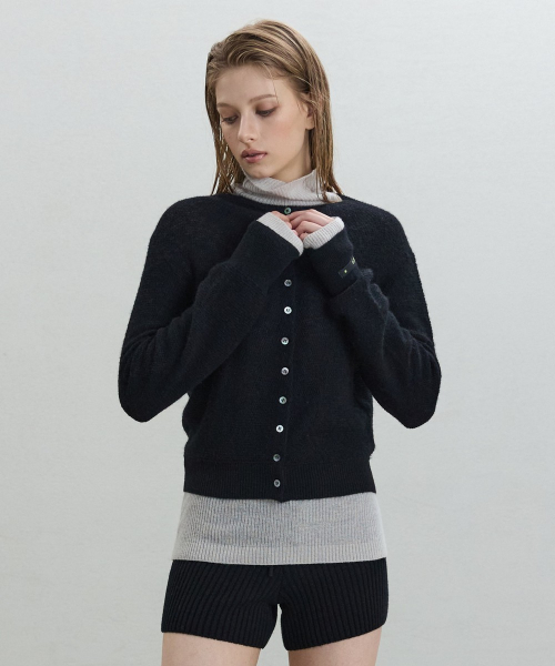 Alpaca Two-Way Cardigan [BLACK]