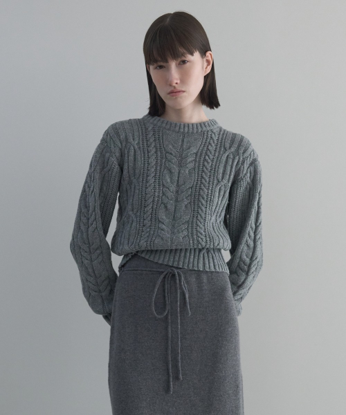 Low Gauge Cable Pullover [GREY]