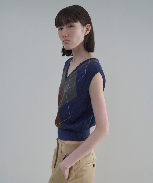 Argyle Knit Vest [NAVY]