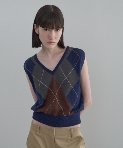 Argyle Knit Vest [NAVY]