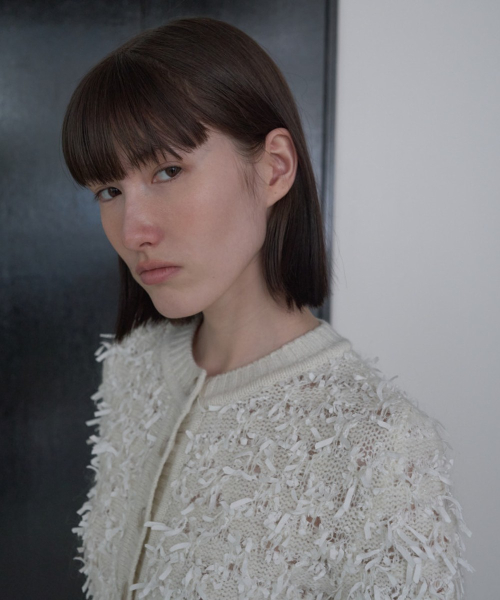 Ribbon yarn Cardigan [IVORY]