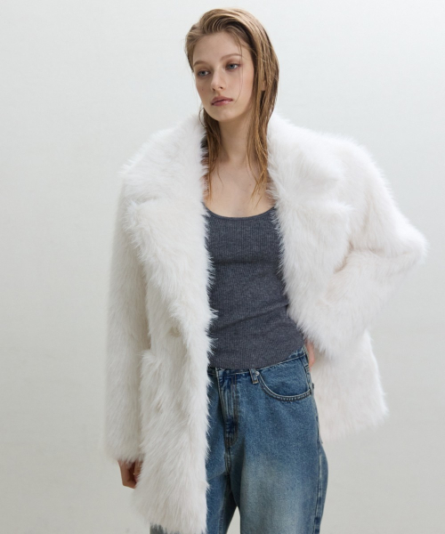 Tailored Faux Fur Jacket [WHITE]