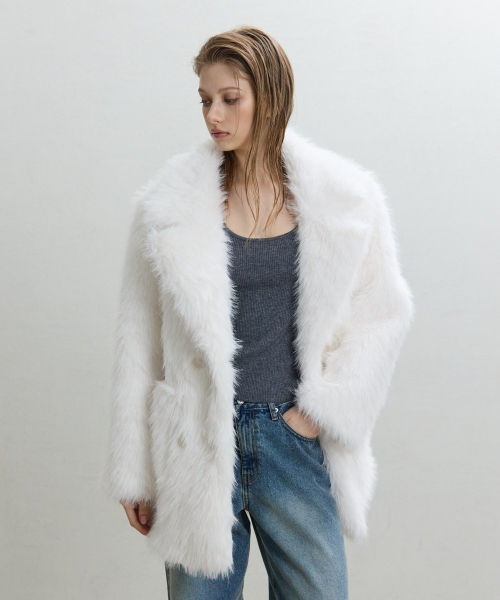 Tailored Faux Fur Jacket [WHITE]