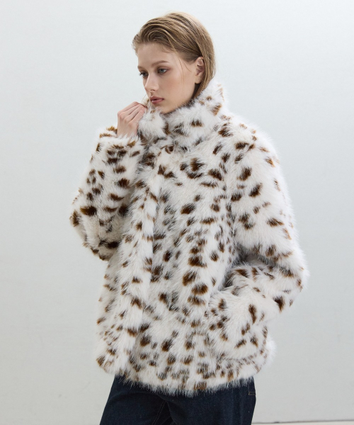 Bambi Print Faux Fur Jacket [IVORY]