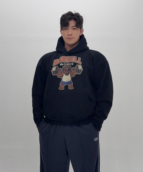베어 헤비고중량이중지 기모 후드티셔츠