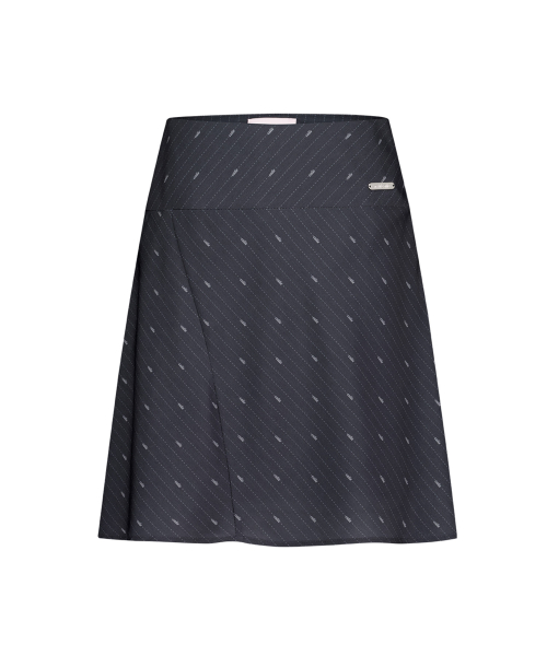 CALIE LOGO STRIPE MIDI SKIRT BLACK