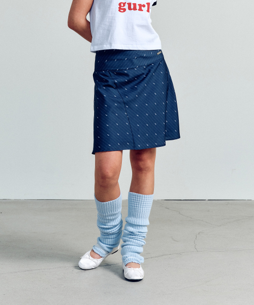 CALIE LOGO STRIPE MIDI SKIRT NAVY