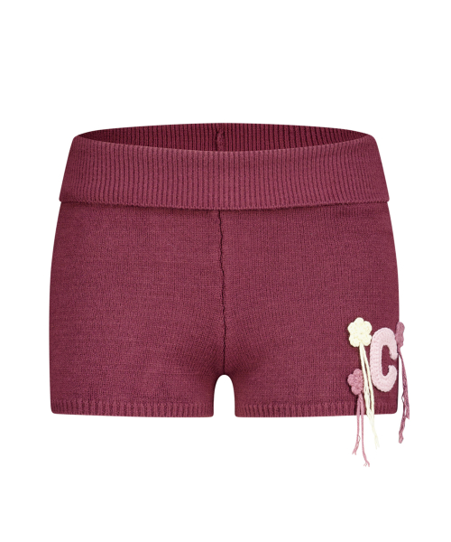 CROSHET MOTIF KNIT SHORTS DEEP PURPLE