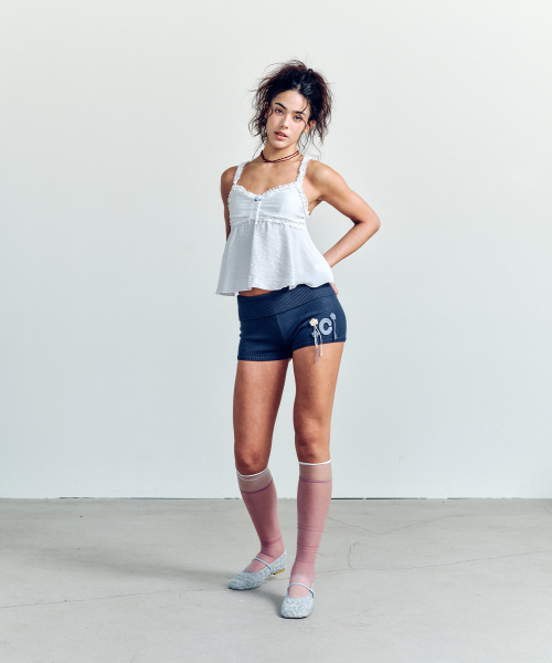 CROSHET MOTIF KNIT SHORTS DARK NAVY