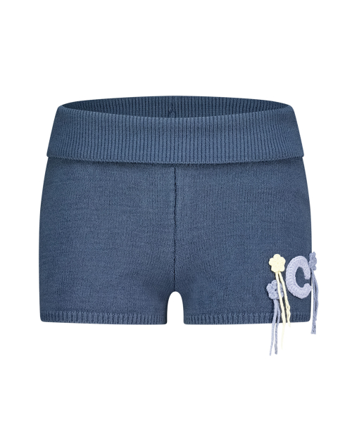 CROSHET MOTIF KNIT SHORTS DARK NAVY