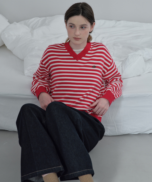 V-Neck Stripe Knit JZKT721C