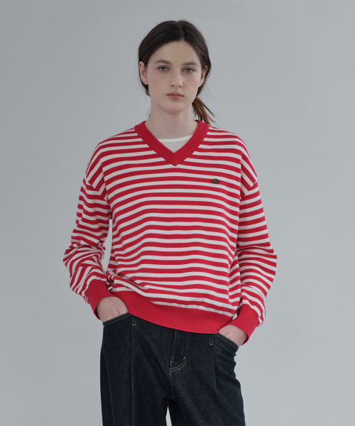 V-Neck Stripe Knit JZKT721C
