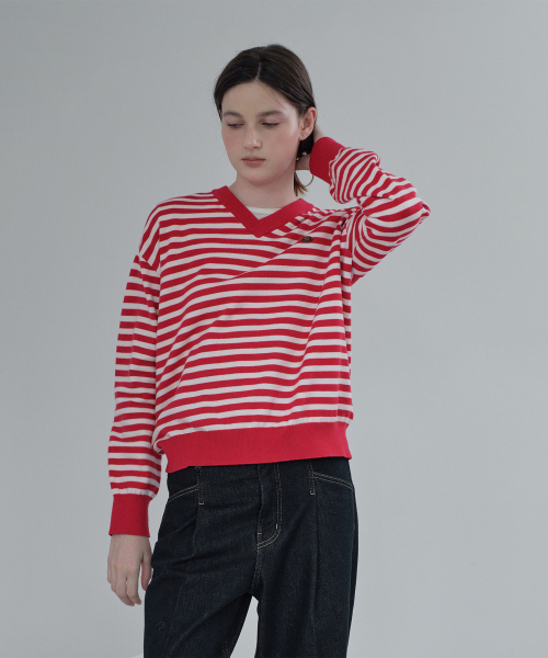 V-Neck Stripe Knit JZKT721C