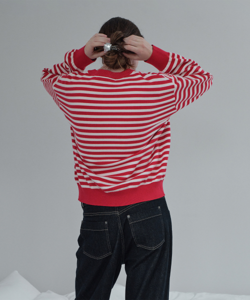 V-Neck Stripe Knit JZKT721C