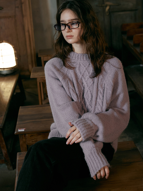 SYLVIA cable sweater_PURPLE