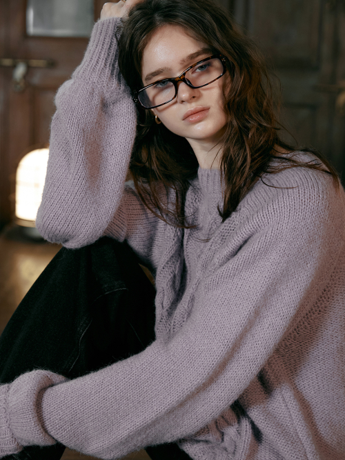 SYLVIA cable sweater_PURPLE