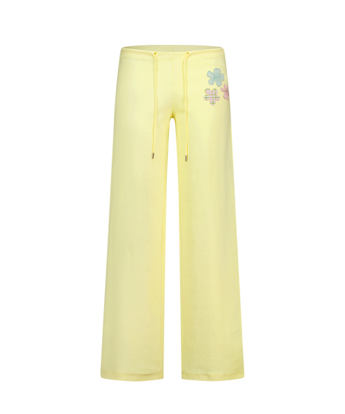 FLOWER APPLIQUE BOOTCUT PANTS YELLOW
