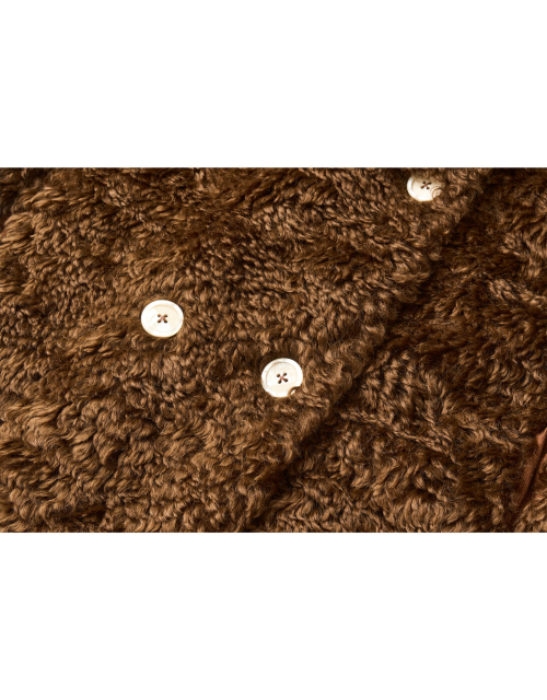 Melissa Teddy Bear Double Button Fur Shearling Midi coat Brown
