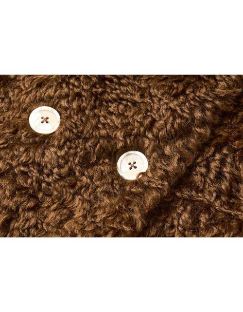 Melissa Teddy Bear Double Button Fur Shearling Midi coat Brown