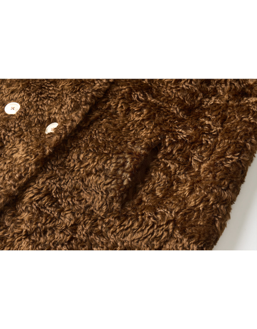 Melissa Teddy Bear Double Button Fur Shearling Midi coat Brown