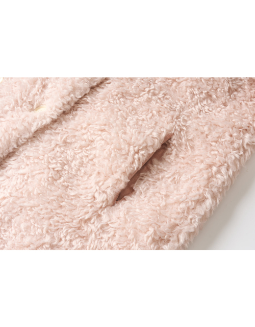 Melissa Teddy Bear Double Button Fur Shearling Midi coat Baby Pink
