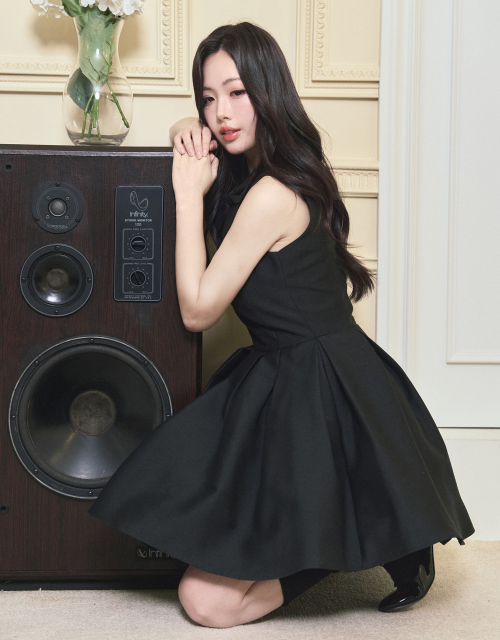 [LADY LINE] Ophelia Ribbon Point Sleeveless short Balloon Dress Black