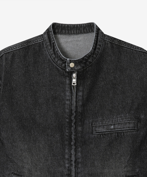 Washed Denim Biker Tracker
