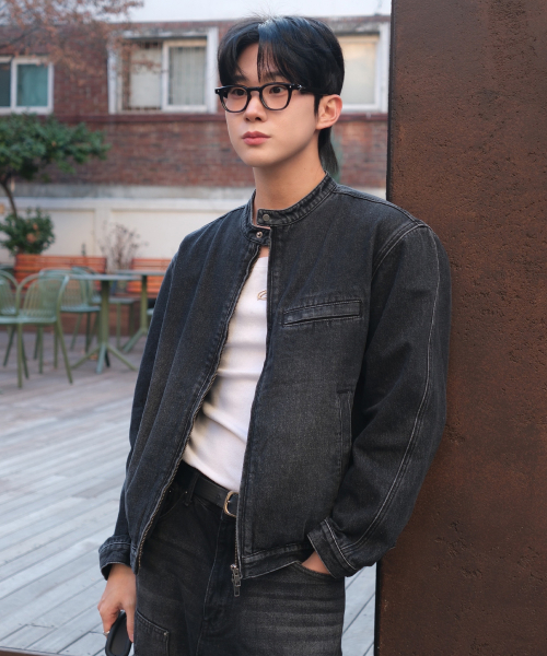 Washed Denim Biker Tracker