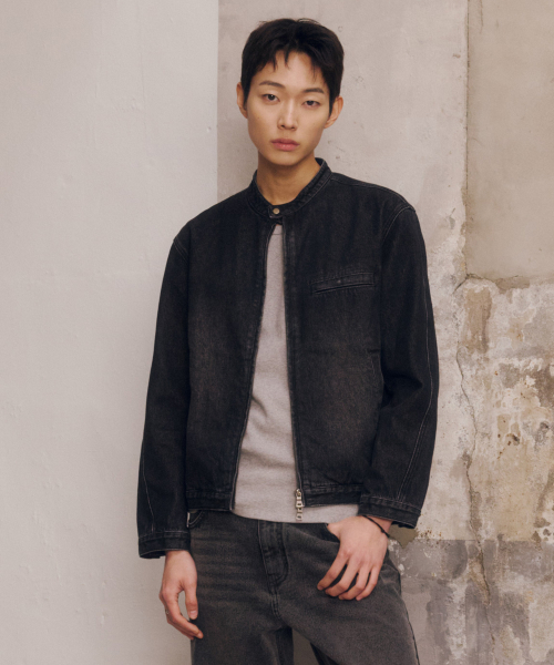 Washed Denim Biker Tracker