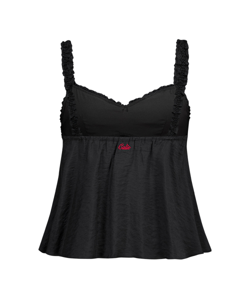 FLOWER LACE TRIM SLEEVELESS BLACK