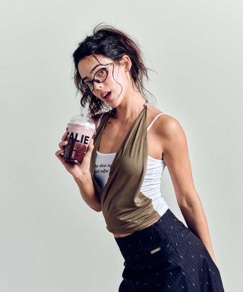 LAYERD HALTER SLEEVELESS KHAKI