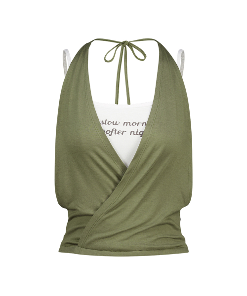 LAYERD HALTER SLEEVELESS KHAKI
