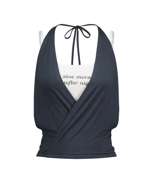 LAYERD HALTER SLEEVELESS DARK NAVY