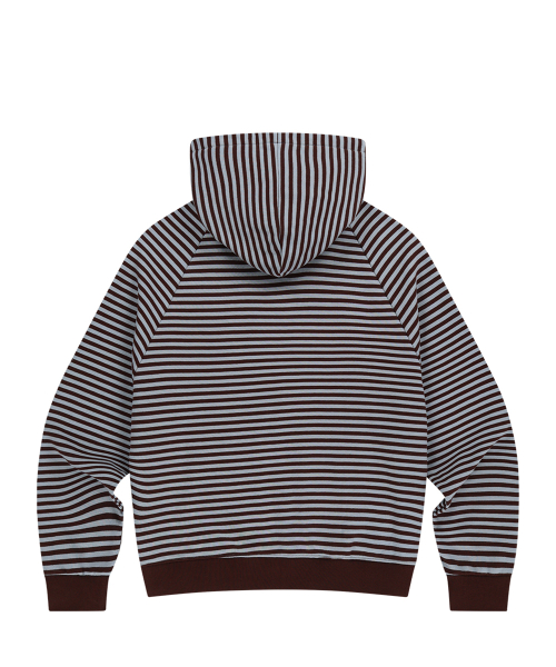 129 LOGO PATCH HOODIE ZIP-UP STRIPE BROWN