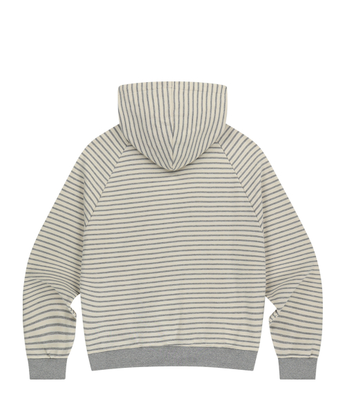 129 LOGO PATCH HOODIE ZIP-UP STRIPE IVORY