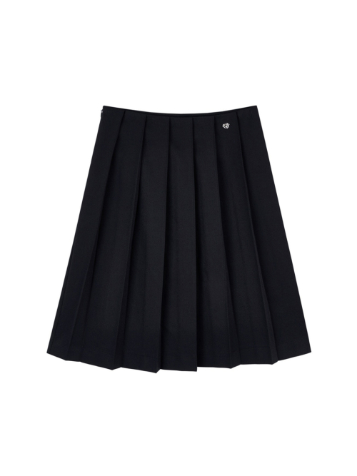 Classic Soft Pleats Skirt_Dark navy