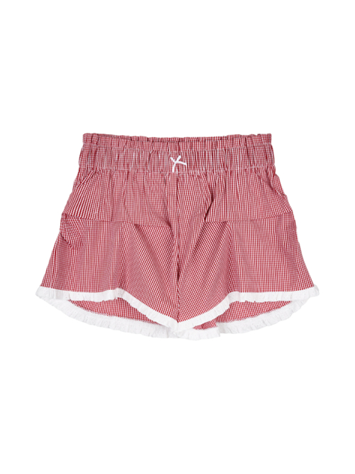 Cozy Check Shorts_Red