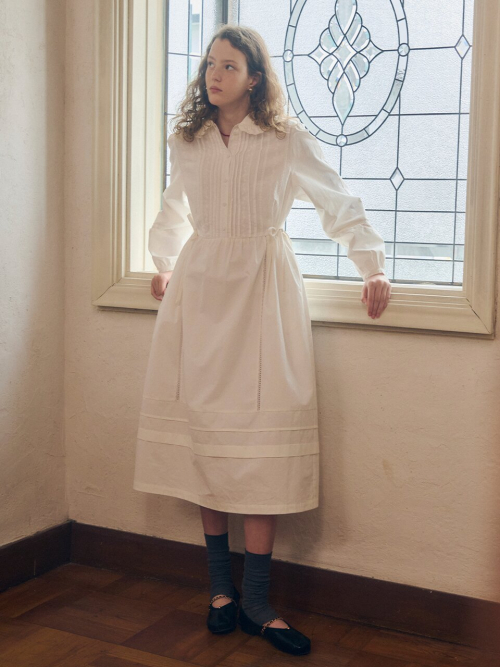 Lace Pintuck Cotton Dress MU2599OP905M