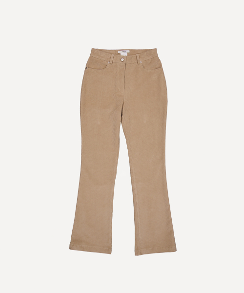 Corduroy semi bootcut pants - Beige