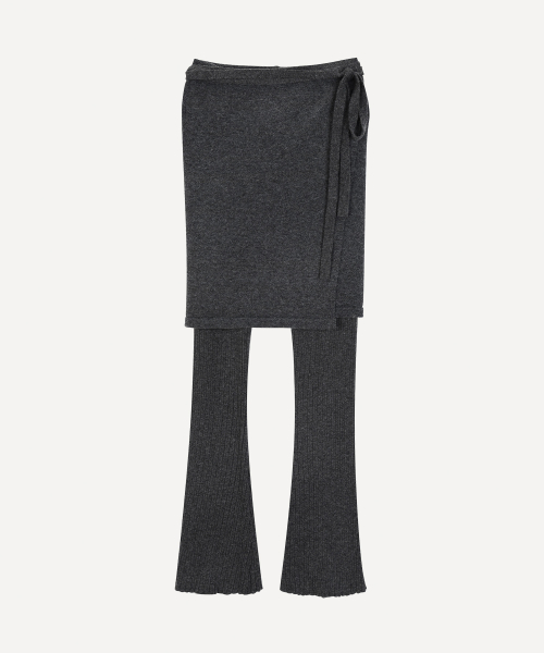 Layered Knit Wrap Set Pant - 차콜