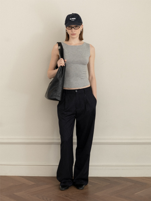 G LEATHER SHOULDER BAG (BLACK)