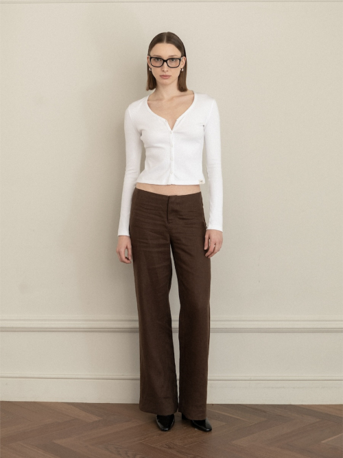 G LINEN SLACKS (BROWN)