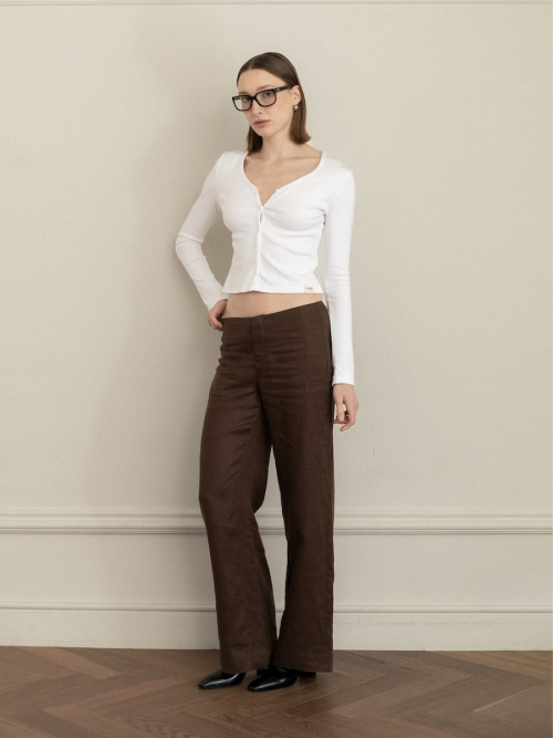 G LINEN SLACKS (BROWN)
