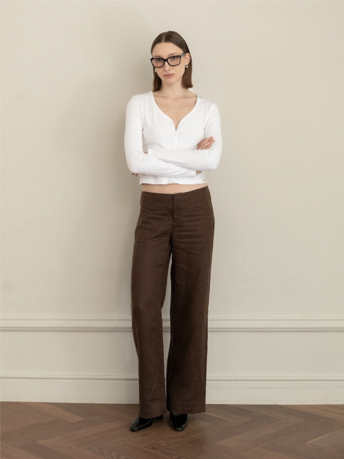 G LINEN SLACKS (BROWN)