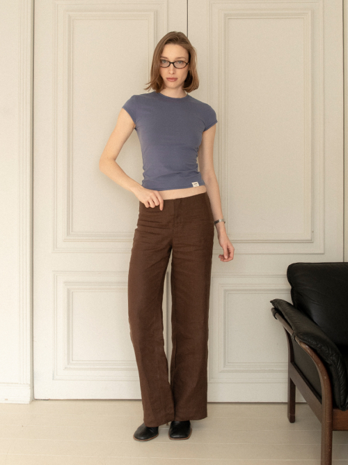 G LINEN SLACKS (BROWN)