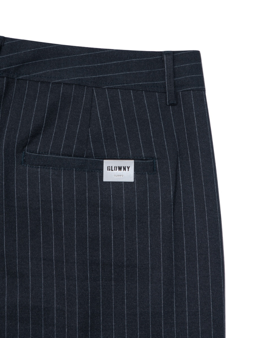 G GENTLE WIDE LEG PINSTRIPE PANTS (NAVY)