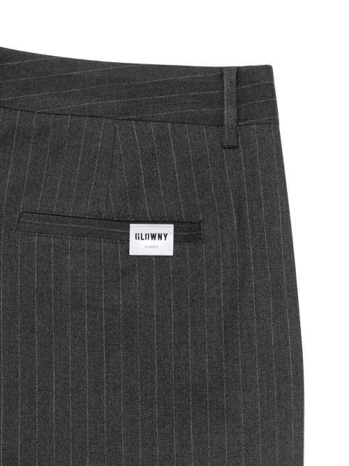 G GENTLE WIDE LEG PINSTRIPE PANTS (GRAY)