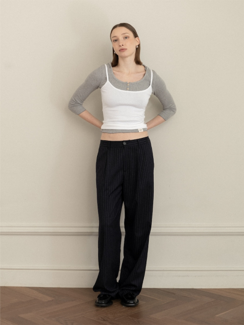 3/4 G WAFFLE BUTTON FLY TEE (GRAY)