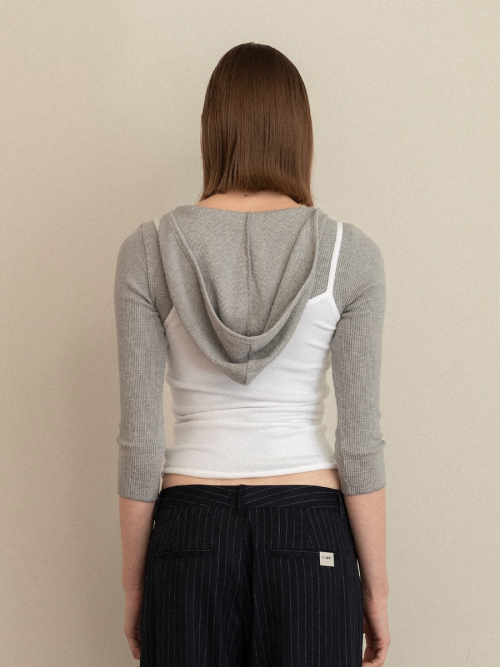 3/4 G WAFFLE BUTTON FLY TEE (GRAY)